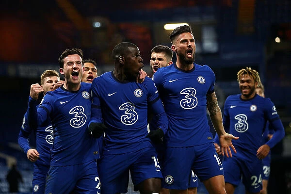 Chelsea Celebrates with Kurt Zouma: Second Goal vs Leeds United, Premier League, London