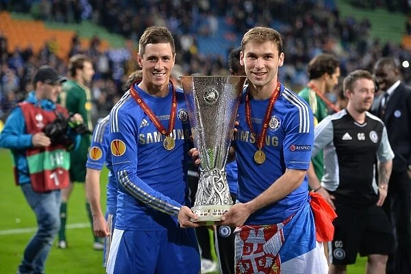 Chelsea Champions: Fernando Torres and Branislav Ivanovic Celebrate Europa League Victory over Benfica (May 16, 2013)