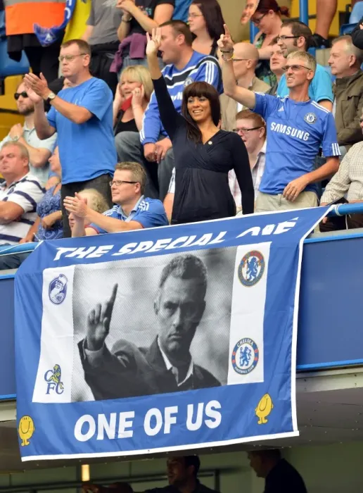 Framed Print : Chelsea Fans Welcome Back Jose Mourinho: Stamford Bridge, Chelsea vs. Hull City Tigers (18th August 2013)