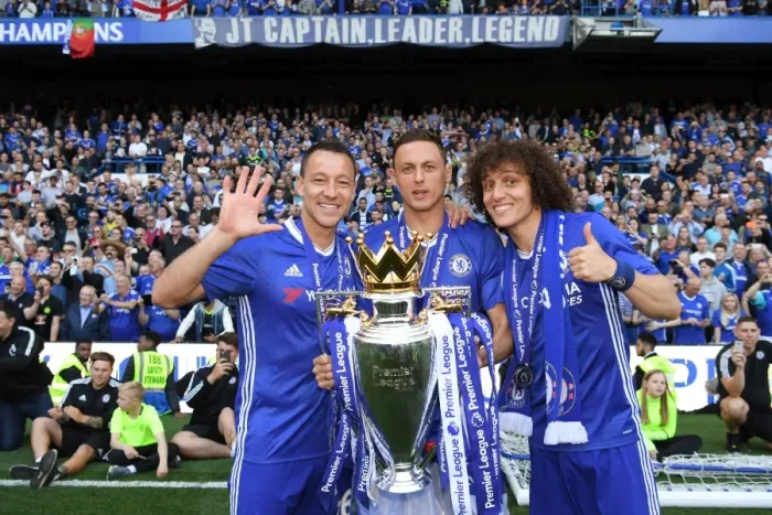 Framed Print : Chelsea FC Celebrates Premier League Victory: John Terry, Nemanja Matic, and David Luiz with the Trophy Framed Print : Chelsea FC Celebrates Premier League Victory: John Terry, Nemanja Matic, and David Luiz with the Trophy