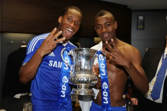 Framed Print : Chelsea FC: Didier Drogba and Salomon Kalou Celebrate FA Cup Victory (2010)