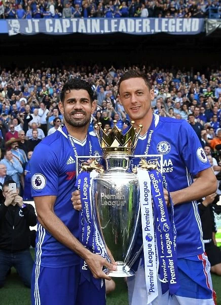 Chelsea FC: Diego Costa and Nemanja Matic Celebrate Premier League Victory with the Trophy