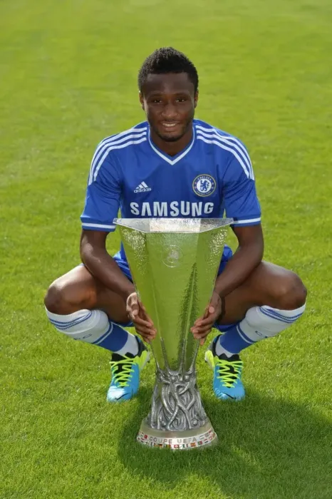 Framed Print : Chelsea FC: John Obi Mikel at 2013-2014 Squad Photocall, Cobham Training Ground