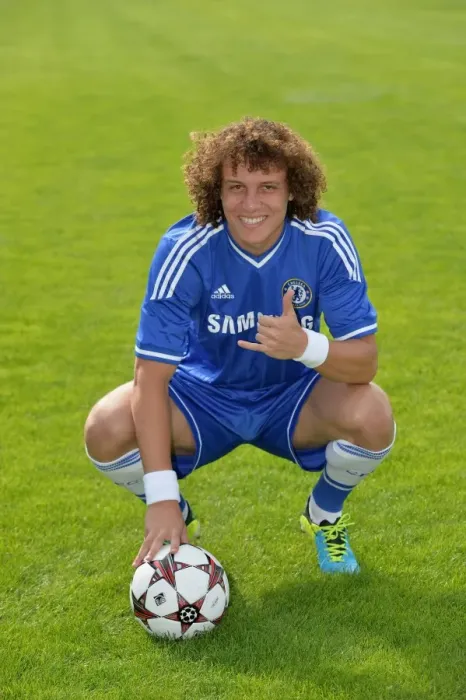 Framed Print : Chelsea Football Club: 2013-2014 Season - David Luiz at Squad Photocall, Cobham Training Ground