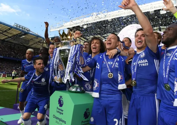 Framed Print : Chelsea Football Club: Gary Cahill and John Terry Lift the Premier League Trophy after Chelsea vs Sunderland, May 2017