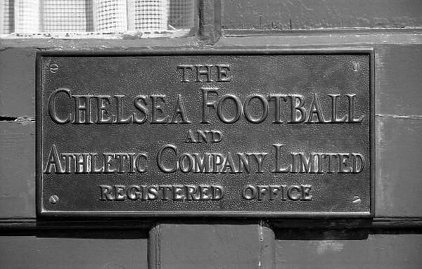 Chelsea Football Club: A Glimpse into the Past - The Old Brass Nameplate at Stamford Bridge, London, 1977