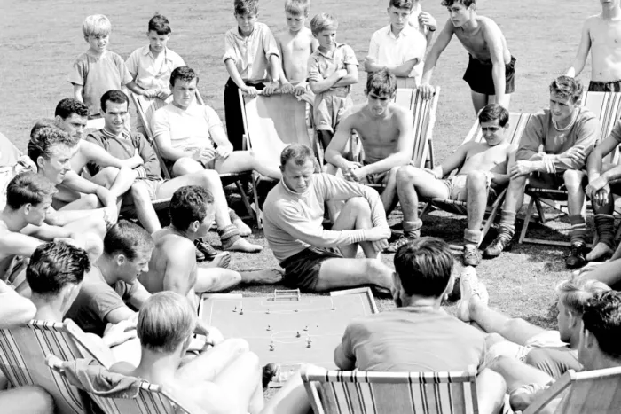 Framed Print : Chelsea Football Club: Manager Tommy Docherty Planning Tactics with Subbuteo at Training, Ewell Framed Print : Chelsea Football Club: Manager Tommy Docherty Planning Tactics with Subbuteo at Training, Ewell