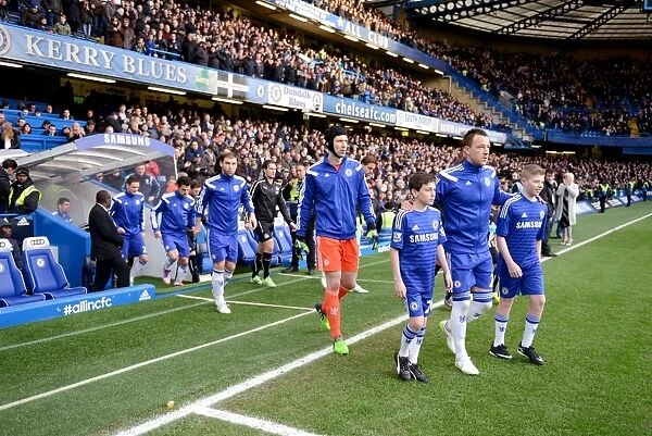 Chelsea Players Take the Field: Chelsea vs. Newcastle United, Barclays Premier League, Stamford Bridge (10th January 2015)