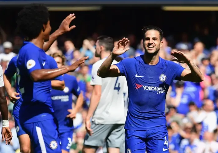 Framed Print : Chelsea Stars: Fabregas and Willian Celebrate First Goal vs Everton, Premier League 2017 Framed Print : Chelsea Stars: Fabregas and Willian Celebrate First Goal vs Everton, Premier League 2017