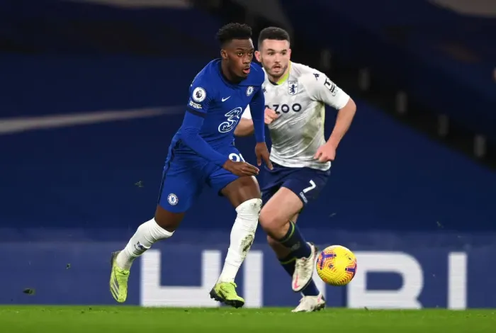Framed Print : Chelsea vs Aston Villa: Callum Hudson-Odoi in Action at Empty Stamford Bridge, Premier League, December 2020