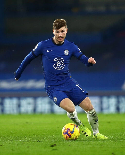 Chelsea vs Newcastle United: Timo Werner in Action at Empty Stamford Bridge, Premier League, February 2021
