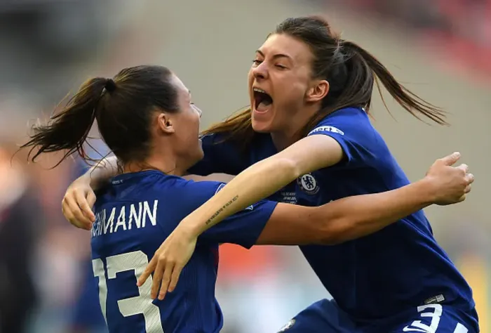 : Chelsea Women's FA Cup Victory: Uncontained Emotion - Bachmann and Blundell Celebrate : Chelsea Women's FA Cup Victory: Uncontained Emotion - Bachmann and Blundell Celebrate