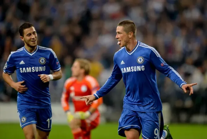 Framed Print : Chelsea's Double Delight: Fernando Torres's Brace in Champions League Victory over Schalke 04 (October 22, 2013, Veltins-Arena) Framed Print : Chelsea's Double Delight: Fernando Torres's Brace in Champions League Victory over Schalke 04 (October 22, 2013, Veltins-Arena)