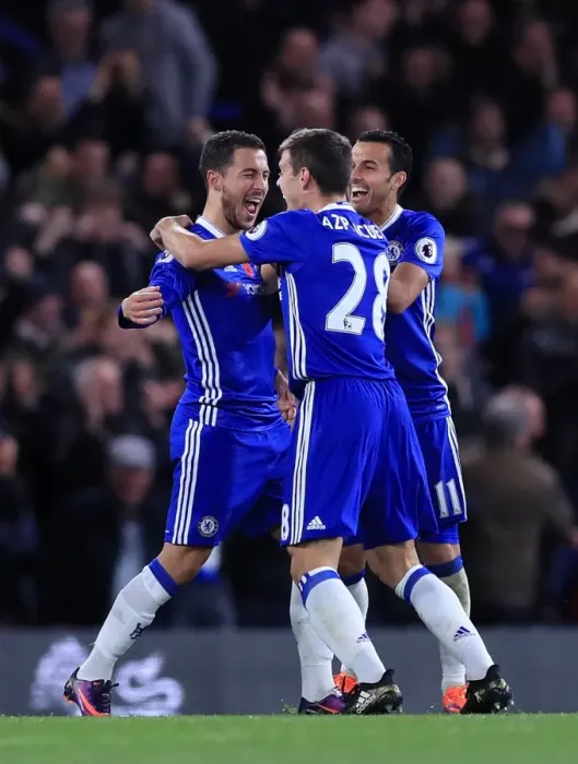 Framed Print : Chelsea's Eden Hazard Celebrates Fourth Goal vs Everton at Stamford Bridge, Premier League (John Walton / PA Wire) Framed Print : Chelsea's Eden Hazard Celebrates Fourth Goal vs Everton at Stamford Bridge, Premier League (John Walton / PA Wire)