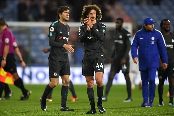 Chelsea's Ethan Ampadu Applauding Fans after Huddersfield Victory