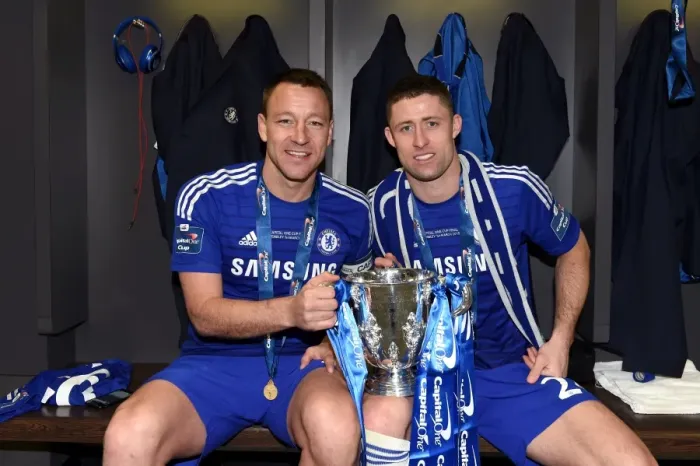 Framed Print : Chelsea's Gary Cahill and John Terry Celebrate Capital One Cup Victory over Tottenham Hotspur at Wembley Stadium (March 1, 2015) Framed Print : Chelsea's Gary Cahill and John Terry Celebrate Capital One Cup Victory over Tottenham Hotspur at Wembley Stadium (March 1, 2015)