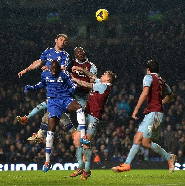 Chelsea's Gary Cahill Wins Aerial Battle: Chelsea vs. West Ham United, Premier League (January 29, 2014)