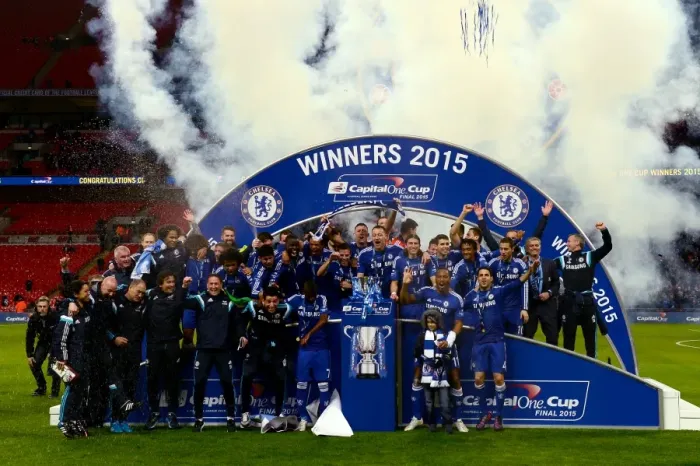 Framed Print : Chelsea's Glory: Celebrating Capital One Cup Victory Over Tottenham Hotspur at Wembley Stadium (March 1, 2015) Framed Print : Chelsea's Glory: Celebrating Capital One Cup Victory Over Tottenham Hotspur at Wembley Stadium (March 1, 2015)