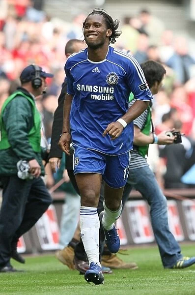 Chelsea's Glory: FA Cup Victory - Didier Drogba's Epic Celebration vs Manchester United at Wembley Stadium (2007)
