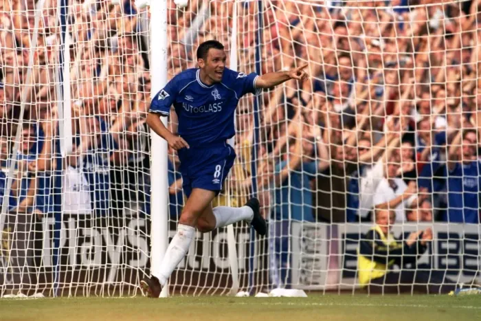 Framed Print : Chelsea's Gustavo Poyet Double Strike: Historic Moment Against Sunderland in the FA Carling Premiership (1990s) Framed Print : Chelsea's Gustavo Poyet Double Strike: Historic Moment Against Sunderland in the FA Carling Premiership (1990s)