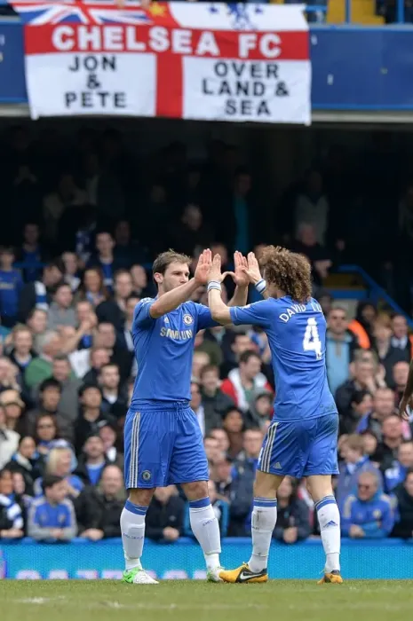 Framed Print : Chelsea's Ivanovic and Luiz: A Dynamic Duo Celebrates Their Second Goal Against Sunderland (April 2013) Framed Print : Chelsea's Ivanovic and Luiz: A Dynamic Duo Celebrates Their Second Goal Against Sunderland (April 2013)
