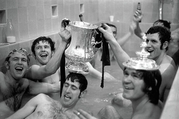 Chelsea's John Hollins and Peter Osgood Celebrate FA Cup Victory with Teamsmates after Chelsea vs Leeds United Final Replay