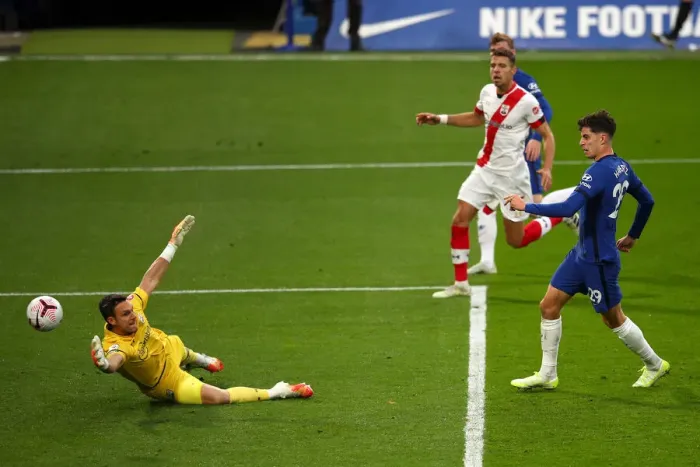Framed Print : Chelsea's Kai Havertz Scores Third Goal Against Southampton in Empty Stamford Bridge