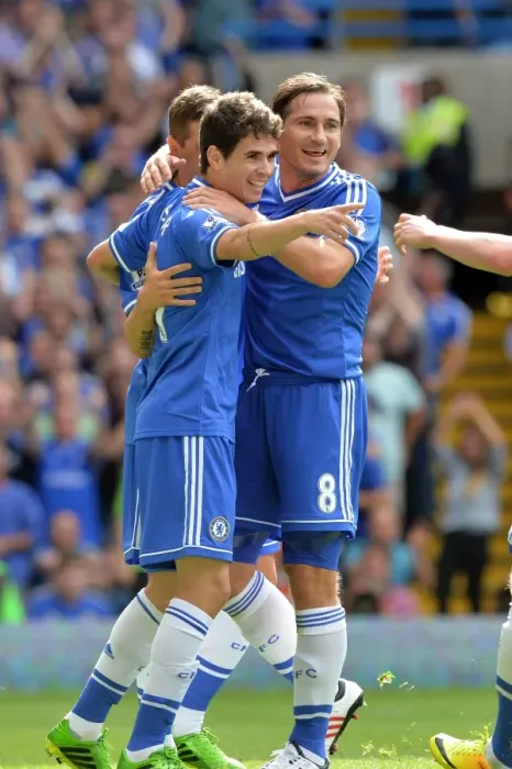 Framed Print : Chelsea's Oscar and Frank Lampard: A Celebration of Goalscoring Synergy (18th August 2013) Framed Print : Chelsea's Oscar and Frank Lampard: A Celebration of Goalscoring Synergy (18th August 2013)