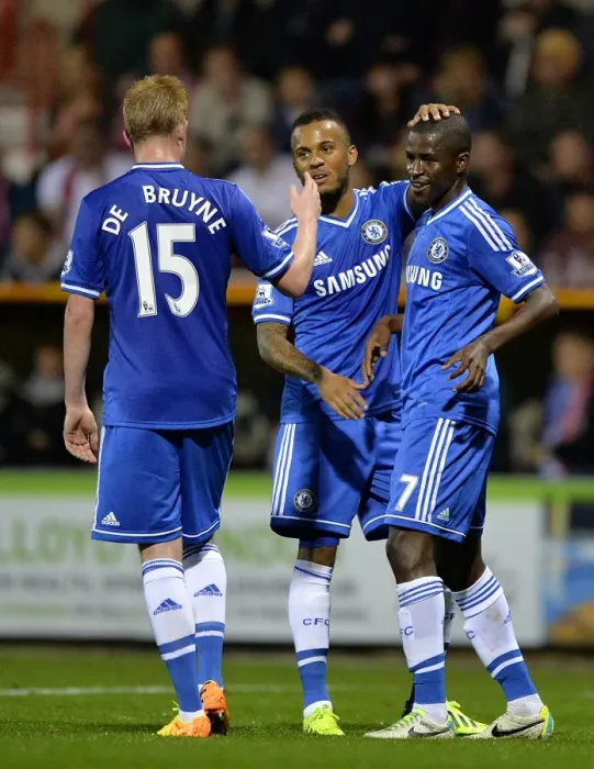 Framed Print : Chelsea's Ramires and Teammates Celebrate Double Strike Against Swindon Town in Capital One Cup