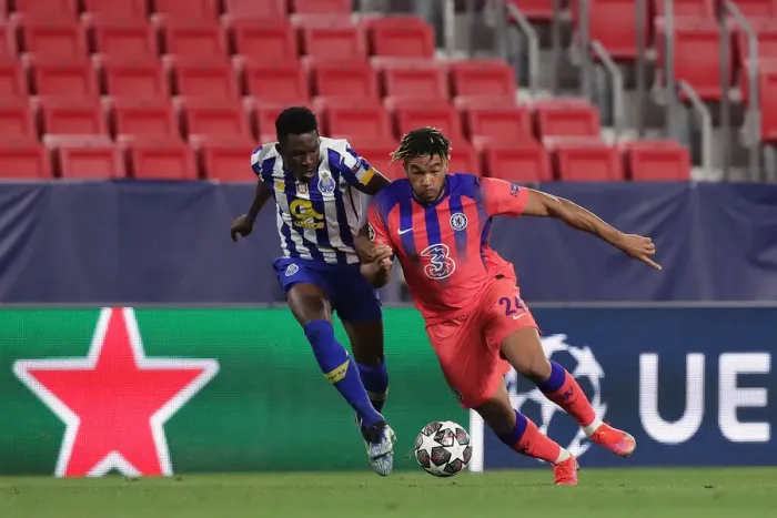 Framed Print : Chelsea's Reece James Shines in Quiet UEFA Champions League Quarterfinal Against FC Porto at Empty Estadio Ramon Sanchez Pizjuan (April 2021) Framed Print : Chelsea's Reece James Shines in Quiet UEFA Champions League Quarterfinal Against FC Porto at Empty Estadio Ramon Sanchez Pizjuan (April 2021)