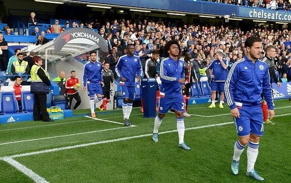 Chelsea's Star Trio: Ramires, Willian, and Hazard Leading the Charge at Stamford Bridge (October 2015, Chelsea FC vs Southampton, Barclays Premier League)
