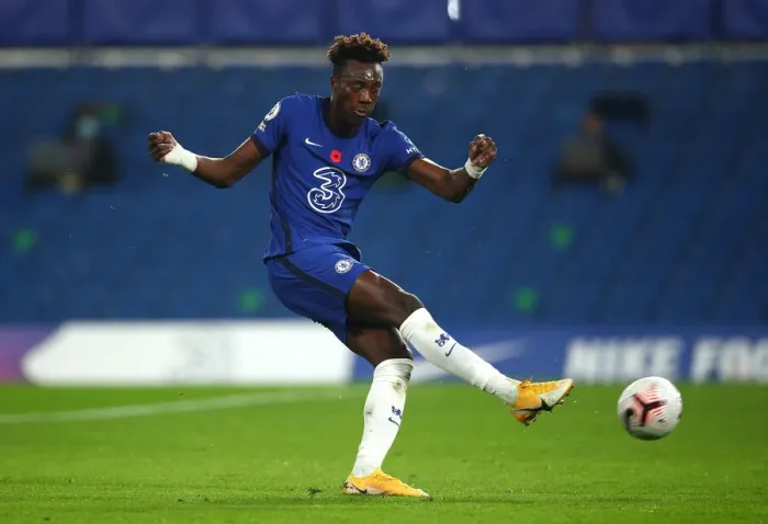 Framed Print : Chelsea's Tammy Abraham Scores First Goal Against Sheffield United in Empty Stamford Bridge Framed Print : Chelsea's Tammy Abraham Scores First Goal Against Sheffield United in Empty Stamford Bridge