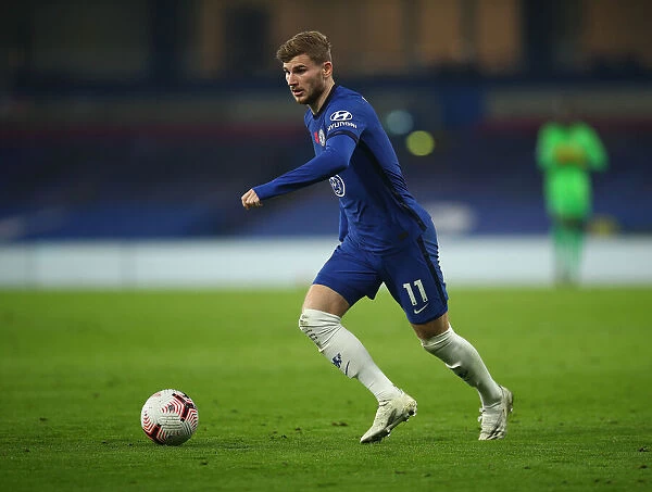 Chelsea's Timo Werner in Action at Empty Stamford Bridge vs Sheffield United, Premier League 2020