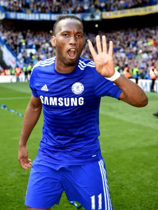 Framed Print : Chelsea's Triumph: Didier Drogba's Title-Winning Celebration at Stamford Bridge (vs Crystal Palace, May 3, 2015)