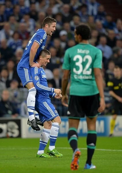 Chelsea's Unstoppable Duo: Torres and Cahill Celebrate Opening Goal in Champions League (October 22, 2013)