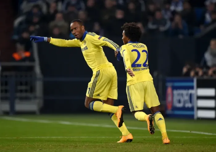 Framed Print : Chelsea's Unstoppable Force: Drogba and Willian's Four-Goal Blitz Against Schalke in Champions League Framed Print : Chelsea's Unstoppable Force: Drogba and Willian's Four-Goal Blitz Against Schalke in Champions League