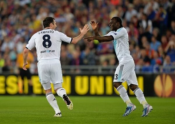Chelsea's Victor Moses and Frank Lampard: A Celebration of Goal Scoring Success in the UEFA Europa League Semi-Final vs. FC Basel (April 2013)