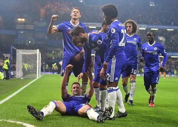 Chelsea's Victory Celebration: Gary Cahill Scores Second Goal vs Hull City (2017)