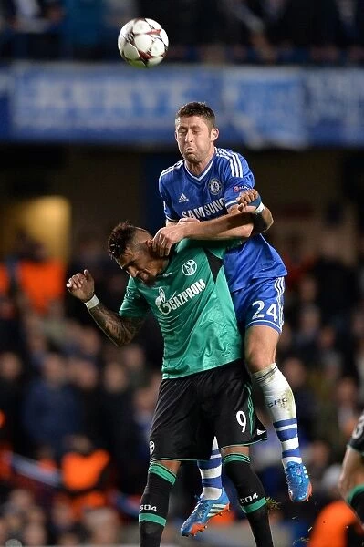 Clash in the Sky: A Battle for Supremacy - Cahill vs. Boateng, UEFA Champions League Showdown at Stamford Bridge (Nov 2013)