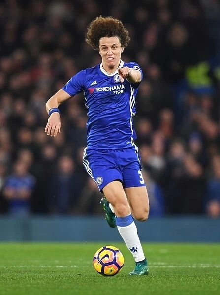 David Luiz in Action: Chelsea vs. Tottenham Premier League Clash at Stamford Bridge