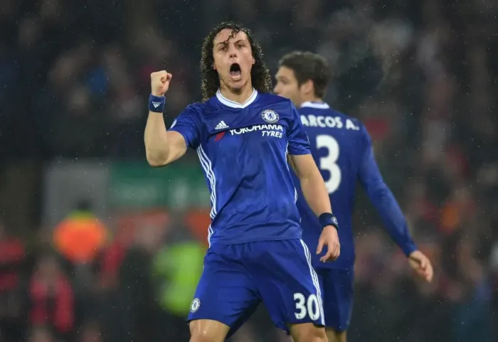 Framed Print : David Luiz Stunner: Chelsea's Thrilling Start at Anfield, Premier League 2017 Framed Print : David Luiz Stunner: Chelsea's Thrilling Start at Anfield, Premier League 2017