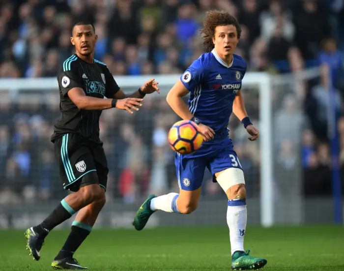 Framed Print : David Luiz vs. Rondon: A Fight for Control in the Premier League Clash between Chelsea and West Bromwich Albion