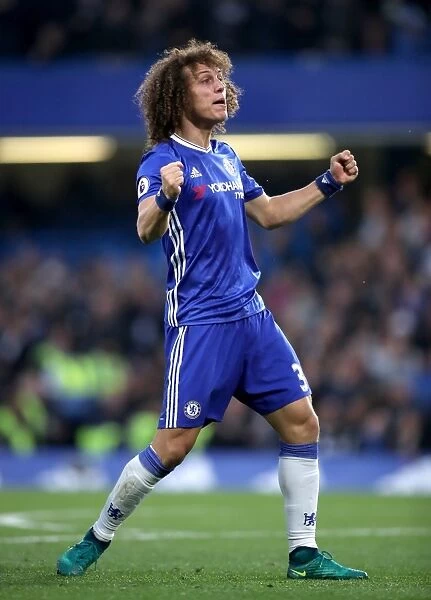David Luiz's Euphoric Moment: Chelsea's Fourth Goal vs. Manchester United at Stamford Bridge