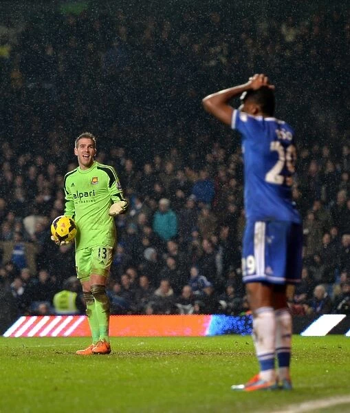 Dejected Eto'o and Frustrated Adrian: Goal Disallowed in Chelsea vs. West Ham United (BPL, Stamford Bridge, 29th January 2014)