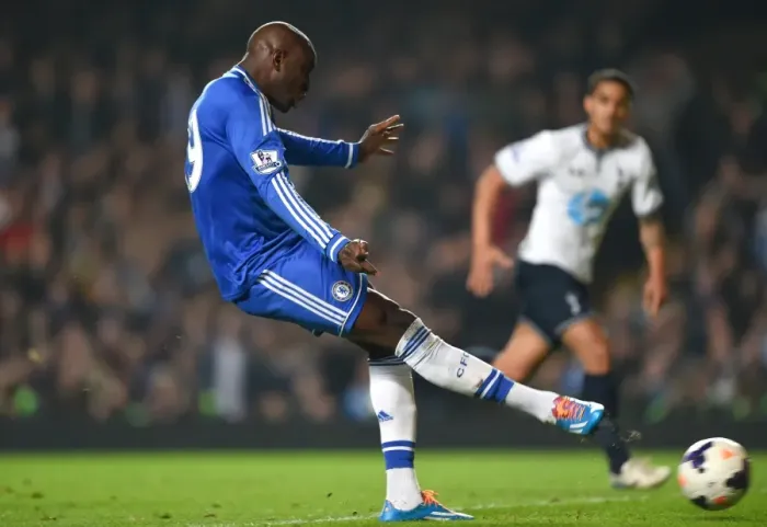 Framed Print : Demba Ba Scores Chelsea's Fourth Goal: A Stamford Bridge Rivalry Moment (8th March 2014)