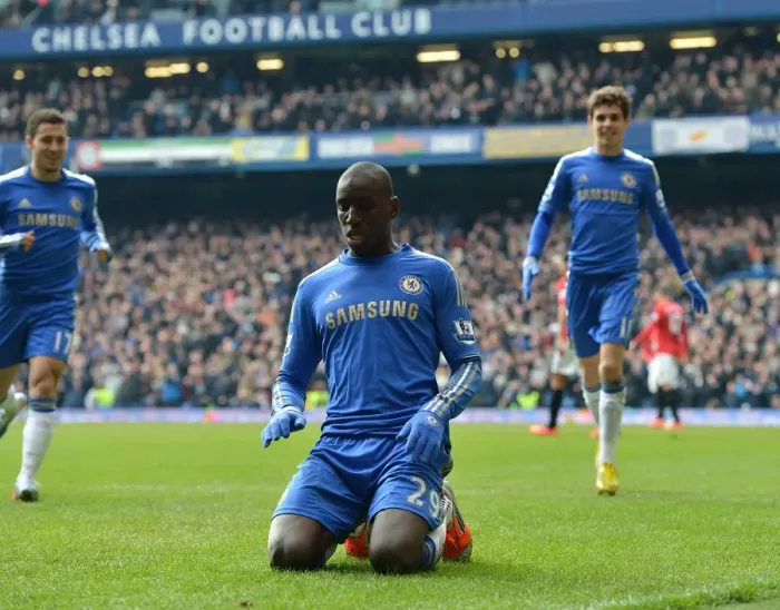 Framed Print : Demba Ba's Opening Goal: Chelsea's FA Cup Quarterfinal Victory over Manchester United (April 1, 2013)