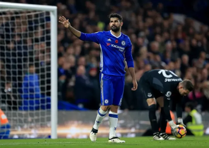 Framed Print : Diego Costa in Action: Chelsea vs Everton - Premier League at Stamford Bridge (Home)