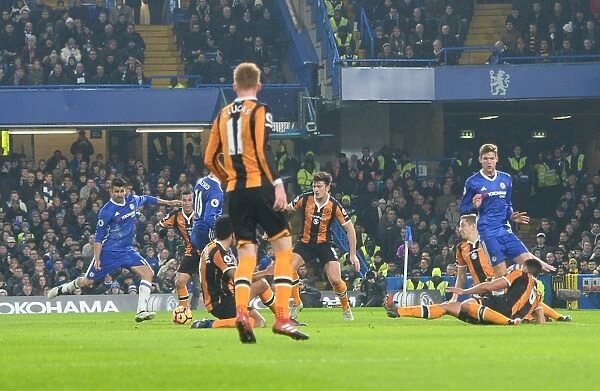 Diego Costa Scores First Goal for Chelsea Against Hull City, Premier League, Stamford Bridge, London, England (January 2017)