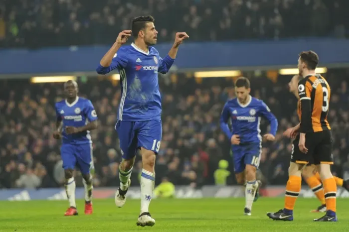 Framed Print : Diego Costa Scores Opening Goal: Chelsea vs Hull City, Premier League, Stamford Bridge, London, England, January 2017 Framed Print : Diego Costa Scores Opening Goal: Chelsea vs Hull City, Premier League, Stamford Bridge, London, England, January 2017