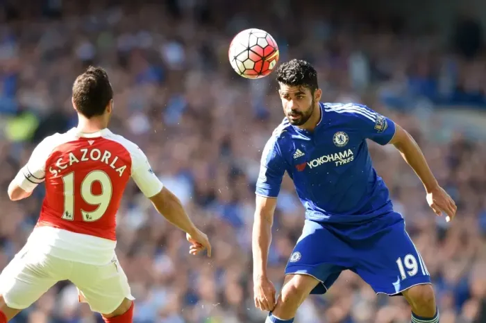 Framed Print : Diego Costa vs Santi Cazorla: A Premier League Rivalry Ignites at Stamford Bridge (September 2015) Framed Print : Diego Costa vs Santi Cazorla: A Premier League Rivalry Ignites at Stamford Bridge (September 2015)